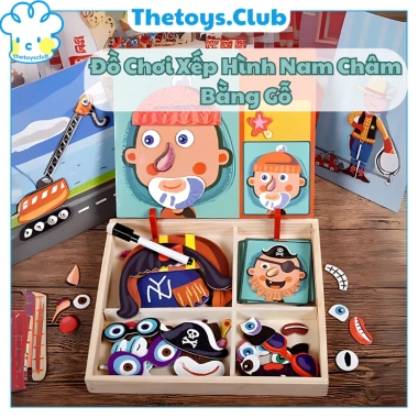 Đồ Chơi Ghép Hình Nam Châm Gỗ - Rèn Tư Duy, Phát Triển Trí Tuệ Bé 1-5 Tuổi