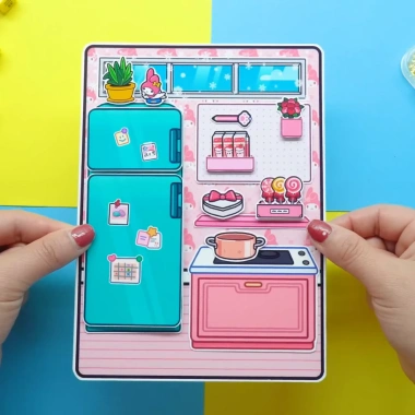 Đồ chơi giấy búp bê Montessori Hồng tocaboca Quiet Book DIY - 99.000đ 2