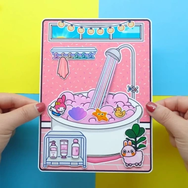 Đồ chơi giấy búp bê Montessori Hồng tocaboca Quiet Book DIY - 99.000đ 6