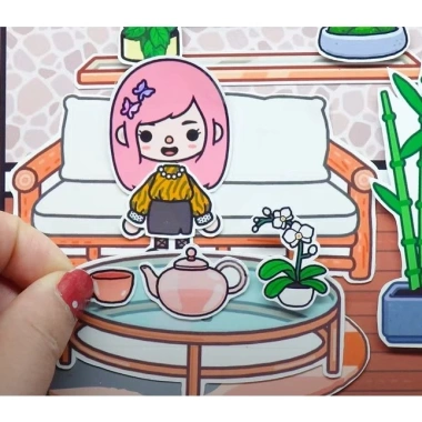 Đồ chơi giấy DIY Búp bê cô gái tóc hồng siêu dễ thương - Giá ưu đãi 99.000 VND 9