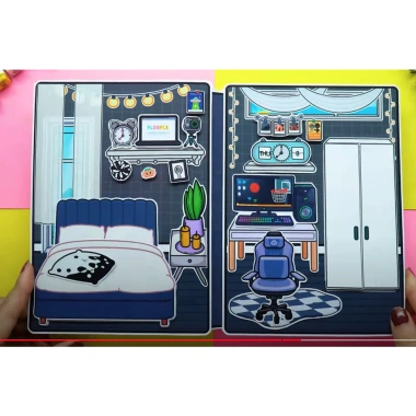Đồ chơi giấy ngồi nhà búp bê Tocaboca - Ngôi nhà Black White, Kuromi, Cô Tiên Xanh chỉ 99.000₫ 3