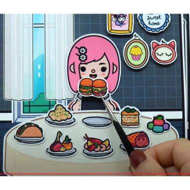 Đồ chơi giấy ngồi nhà búp bê Tocaboca - Ngôi nhà Black White, Kuromi, Cô Tiên Xanh chỉ 99.000₫ 5