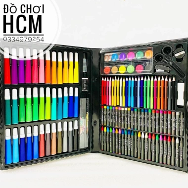 Đồ chơi hộp bút màu 150 chi tiết - Tô màu, vẽ sáng tạo, phát triển tư duy bé, quà tặng 134k