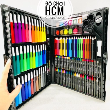 Đồ chơi hộp bút màu 150 chi tiết - Tô màu, vẽ sáng tạo, phát triển tư duy bé, quà tặng 134k