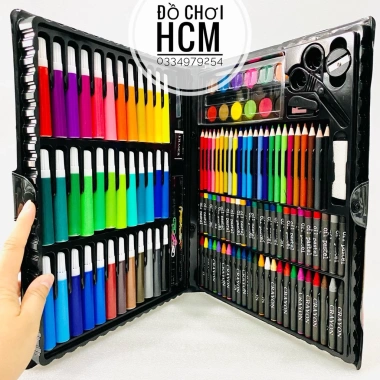 Đồ chơi hộp bút màu 150 chi tiết - Tô màu, vẽ sáng tạo, phát triển tư duy bé, quà tặng 134k