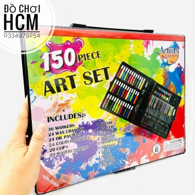 Đồ chơi hộp bút màu 150 chi tiết - Tô màu, vẽ sáng tạo, phát triển tư duy bé, quà tặng 134k