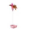 Đồ chơi mèo tự chơi vòng cổ silicone, cần câu lông vũ điều chỉnh, kích thích bản năng săn bắn, an toàn, không chán 9