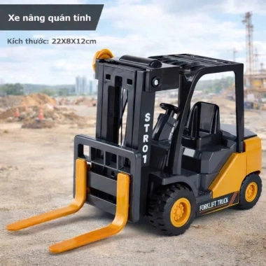 Đồ chơi mô hình xe nâng móc hàng chạy đà nhựa an toàn - Xe ô tô bé trai 104k 3