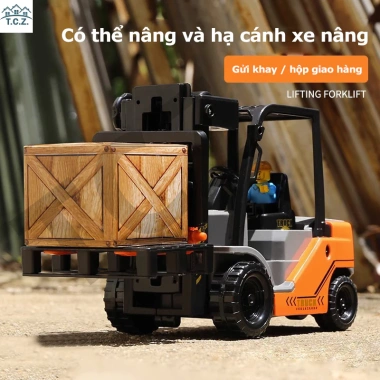 Đồ chơi mô hình xe nâng móc hàng chạy đà nhựa an toàn - Xe ô tô bé trai 104k 8