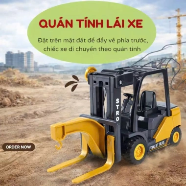 Đồ chơi mô hình xe nâng móc hàng chạy đà nhựa an toàn - Xe ô tô bé trai 104k 9