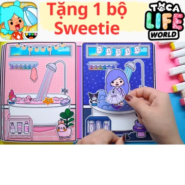 Đồ chơi Ngôi nhà Búp bê giấy DIY Kuromi và Melody Quiet Book, giảm giá 168k