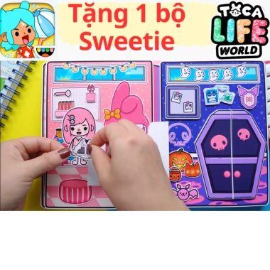 Đồ chơi Ngôi nhà Búp bê giấy DIY Kuromi và Melody Quiet Book, giảm giá 168k 4 Đồ chơi Ngôi nhà Búp bê giấy DIY Kuromi và Melody Quiet Book, giảm giá 168k 4