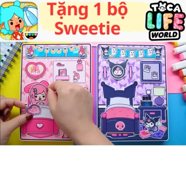Đồ chơi Ngôi nhà Búp bê giấy DIY Kuromi và Melody Quiet Book, giảm giá 168k