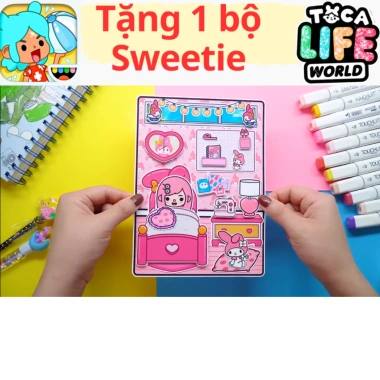 Đồ chơi Ngôi nhà Búp bê giấy DIY Kuromi và Melody Quiet Book, giảm giá 168k 8 Đồ chơi Ngôi nhà Búp bê giấy DIY Kuromi và Melody Quiet Book, giảm giá 168k 8