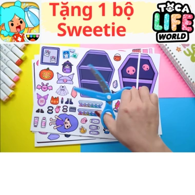 Đồ chơi Ngôi nhà Búp bê giấy DIY Kuromi và Melody Quiet Book, giảm giá 168k