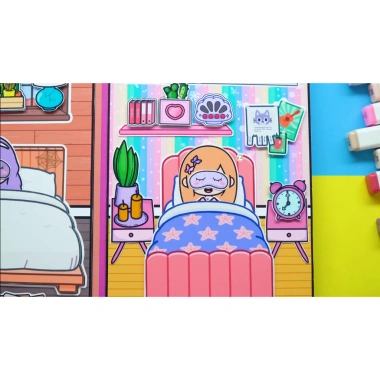 Đồ chơi ngôi nhà búp bê giấy DIY Rich và Poor Quiet Book – Búp bê bé gái squishy, cắt thủ công 99k 8
