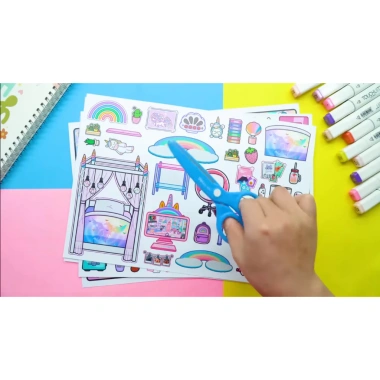 Đồ chơi Ngôi nhà Búp bê Giấy DIY Unicorn House Sách Im Lặng Cắt Thủ Công