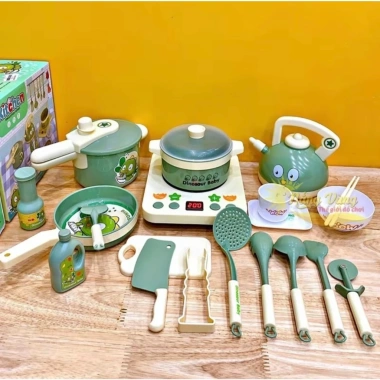 Đồ chơi nhà bếp Thỏ tím & Khủng long xanh nhựa ABS an toàn, bếp pin, bộ nấu ăn cho bé gái, bé trai - Giá 175.000 VND