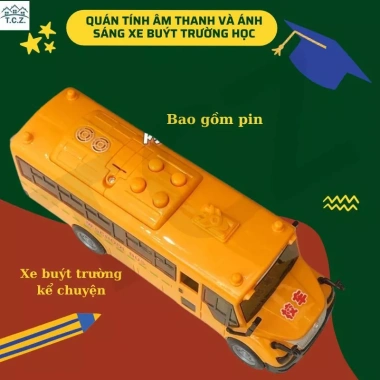 Đồ chơi ô tô xe buýt School Bus ABS mở cửa, đèn LED, âm thanh - Giá chỉ 99.000₫