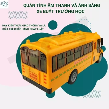 Đồ chơi ô tô xe buýt School Bus ABS mở cửa, đèn LED, âm thanh - Giá chỉ 99.000₫