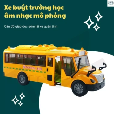 Đồ chơi ô tô xe buýt School Bus ABS mở cửa, đèn LED, âm thanh - Giá chỉ 99.000₫