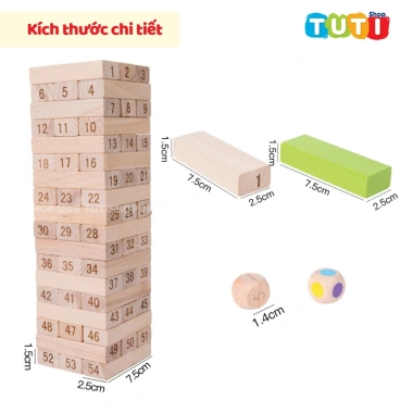 Đồ chơi rút gỗ thông minh 51‑54 thanh, bộ xếp khối domino đa màu, giá ưu đãi 75.000₫