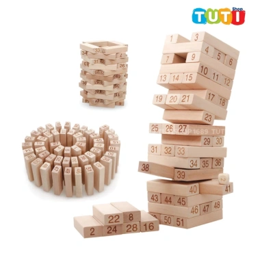 Đồ chơi rút gỗ thông minh 51‑54 thanh, bộ xếp khối domino đa màu, giá ưu đãi 75.000₫