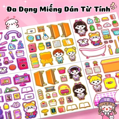 Đồ Chơi Sách Dán Nam Châm Cô Gái Đi Học Size To - Tranh Dán Đáng Yêu Cho Bé Giá 29.000₫ 6