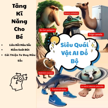 Đồ chơi sách tô màu Tung Tung Sahur – Nhân vật Tralalero, Lavacca, siêu ngộ, 29.989₫