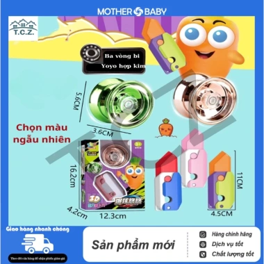Đồ chơi sáng tạo 3D: Thẻ nhấn tạo hình cà rốt, YoYo quay phát sáng, Rubik khối lập phương - Giá chỉ 49.000đ