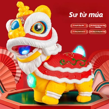 Đồ chơi Sư Tử Lân nhạc ánh sáng, bé tập bò, tránh vật cản, ABS an toàn 3