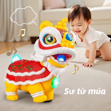 Đồ chơi Sư Tử Lân nhạc ánh sáng, bé tập bò, tránh vật cản, ABS an toàn 4
