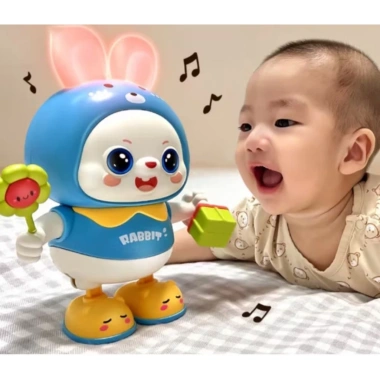 Đồ chơi thỏ robot nhảy múa, đèn nhạc di chuyển vui nhộn Giá chỉ 140.000₫