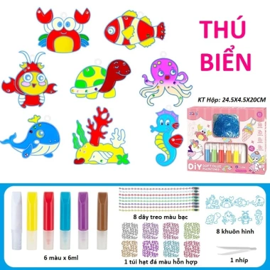 Đồ chơi thủ công tô màu - Bộ vẽ tranh gel nước tự làm, móc khóa cho bé, 50.000đ
