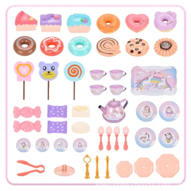 Đồ chơi tiệc Trà Bánh Ngựa Pony-Tea Set 48 chi tiết nhôm có khay, tháp bánh - Tiệm Nhà Sóc 239k