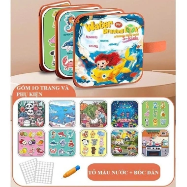 Đồ chơi tô màu nước ma thuật tự xóa 2 in 1 kèm bóc dán đa chủ đề cho bé giá 89.000đ