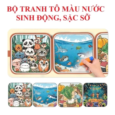 Đồ chơi tô màu nước ma thuật tự xóa 2 in 1 kèm bóc dán đa chủ đề cho bé giá 89.000đ
