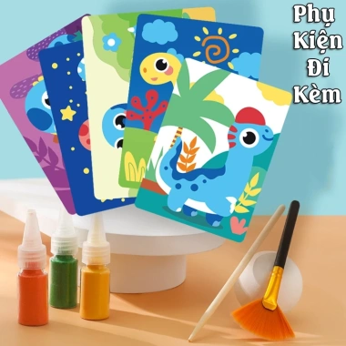 Đồ chơi tranh cát tô màu công chúa và khủng long 54 chủ đề 36 lọ cát an toàn không độc hại bé 143.996 VND