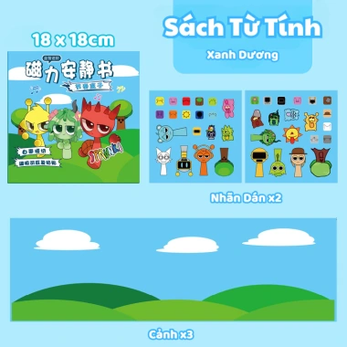 Đồ Chơi Tranh Dán Nam Châm Sprunki Cỡ Lớn + Sticker + Sách Dán Nhân Vật Hoạt Hình - 34.999₫
