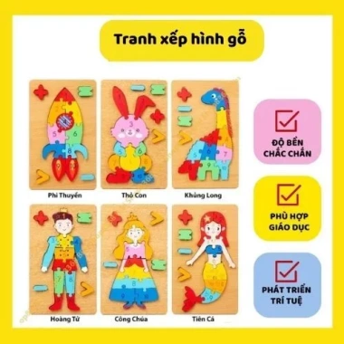Đồ Chơi Tranh Ghép Hình Gỗ Nổi 3D Đa Dạng Mẫu - Học Vừa Chơi, Giá Đãi 30.000 VND