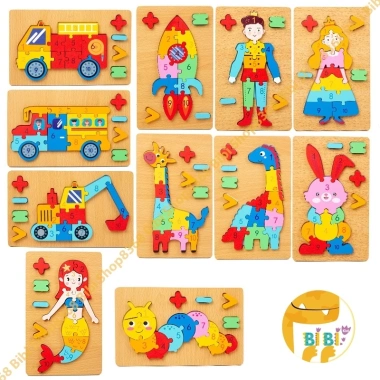 Đồ Chơi Tranh Ghép Hình Gỗ Nổi 3D Đa Dạng Mẫu - Học Vừa Chơi, Giá Đãi 30.000 VND