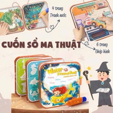 Đồ chơi tranh tô màu nước ma thuật, học liệu bóc dán, bộ vẽ nhiều chủ đề cho bé 68.000₫