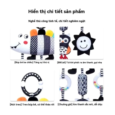 Đồ chơi treo nôi cho bé có chuông + con vật nhồi bông size to, an toàn tuyệt đối, giảm giá 159.000₫