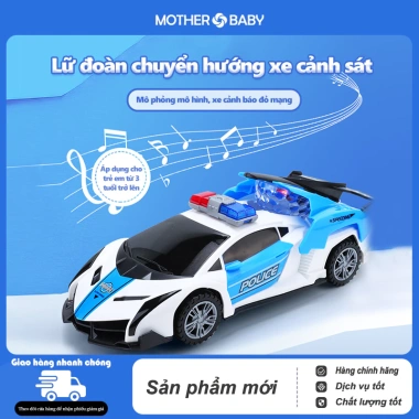 Đồ chơi xe ô tô cảnh sát biến hình xoay 360 tự động, có đèn nhạc – Giá 139.000đ