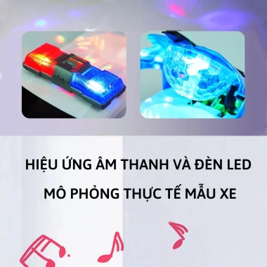 Đồ chơi xe ô tô cảnh sát biến hình xoay 360 tự động, có đèn nhạc – Giá 139.000đ