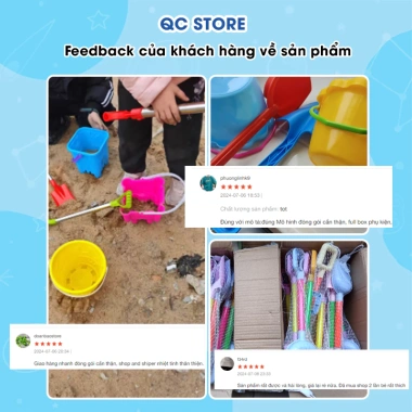 Đồ chơi xúc cát du lịch biển - Xây lâu đài cát, xô nước, bình tưới cho bé trai, gái QC Store 5