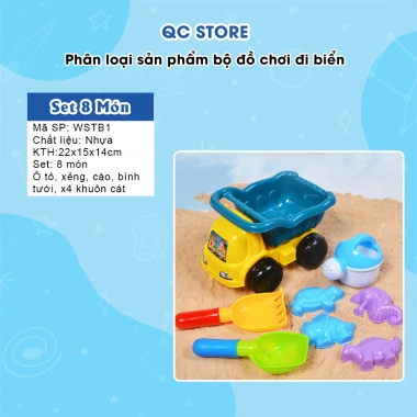 Đồ chơi xúc cát du lịch biển - Xây lâu đài cát, xô nước, bình tưới cho bé trai, gái QC Store 9