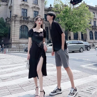 Đồ đôi đỏ đen bèo tà - Váy siêu xinh giá 359k Forever Couple Store