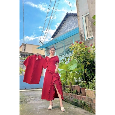 Đồ đôi đỏ đen bèo tà - Váy siêu xinh giá 359k Forever Couple Store