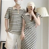Đồ đôi mùa hè HAPPYLOVE G185 áo thun nam ngắn tay, váy nữ kẻ sọc - Giá ưu đãi 360.000₫